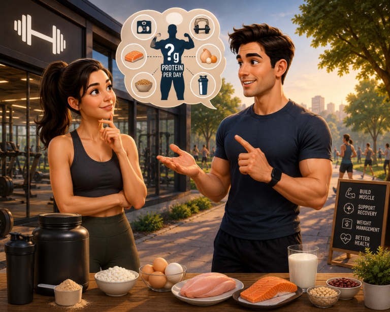 Healthy foods rich in protein including eggs, chicken, fish, lentils and dairy for daily nutrition