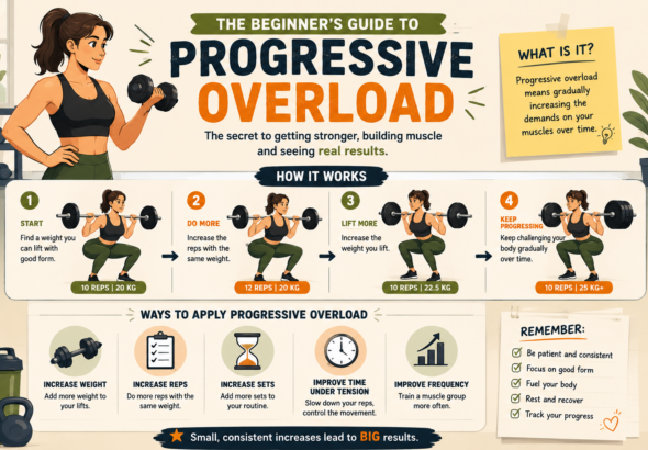 Beginner performing strength training with weights to practice progressive overload