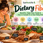 Fiber-rich foods including fruits, vegetables, chia seeds, nuts, lentils, beans, and whole grains to support digestion and gut health.