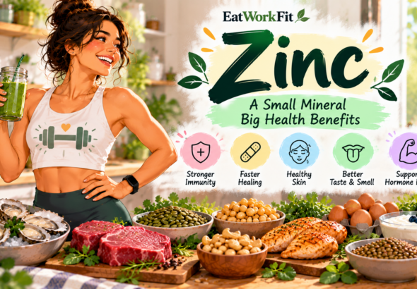 Zinc-rich foods including oysters, beef, chicken, eggs, pumpkin seeds, cashews, chickpeas, yogurt, and lentils to support immune function and overall health.